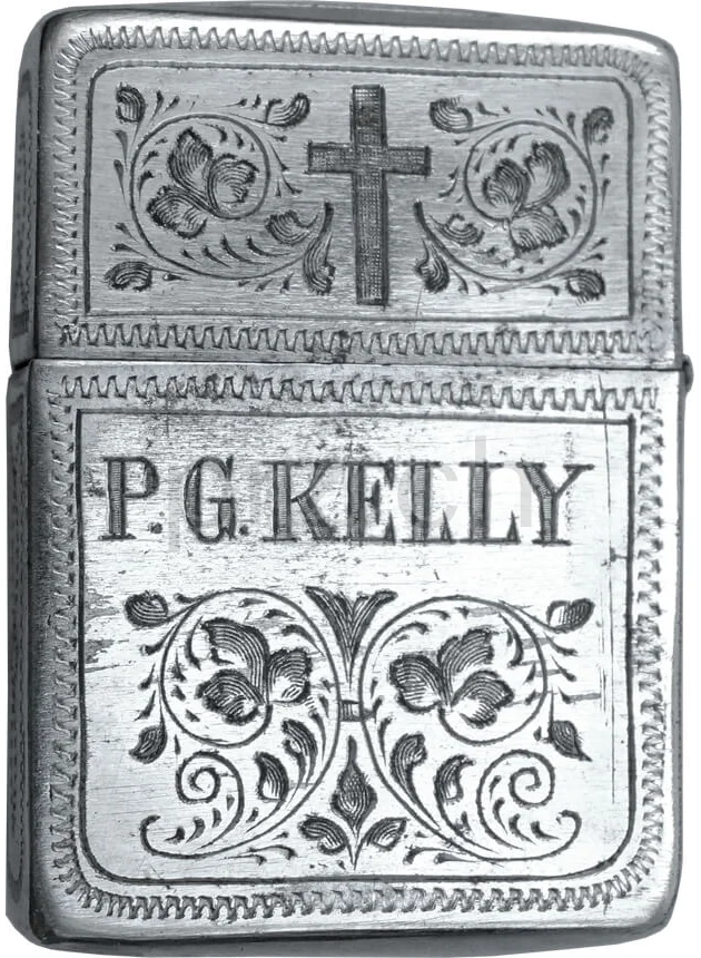 U.S. Army Chaplain Corps – P. G. Kelly, Ansicht 1 U.S. Army Chaplain Corps – P. G. Kelly, Modell three barrel hinge, round bottom, Jahr 1943 - 45, Ansicht 1