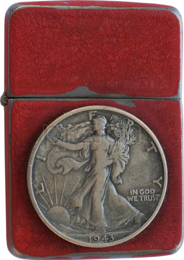 Vorderseite von Red Crackle, Modell four barrel hinge, flat bottom, Jahr 1942 - 43, Bild 1