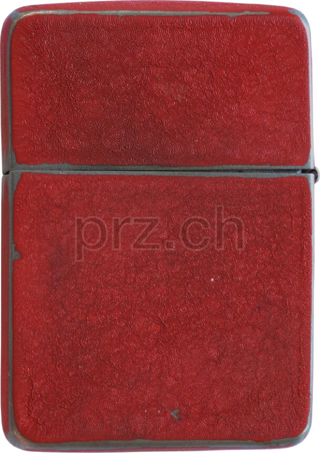 Vorderseite von Red Crackle, Modell four barrel hinge, flat bottom, Jahr 1942 - 43, Bild 2