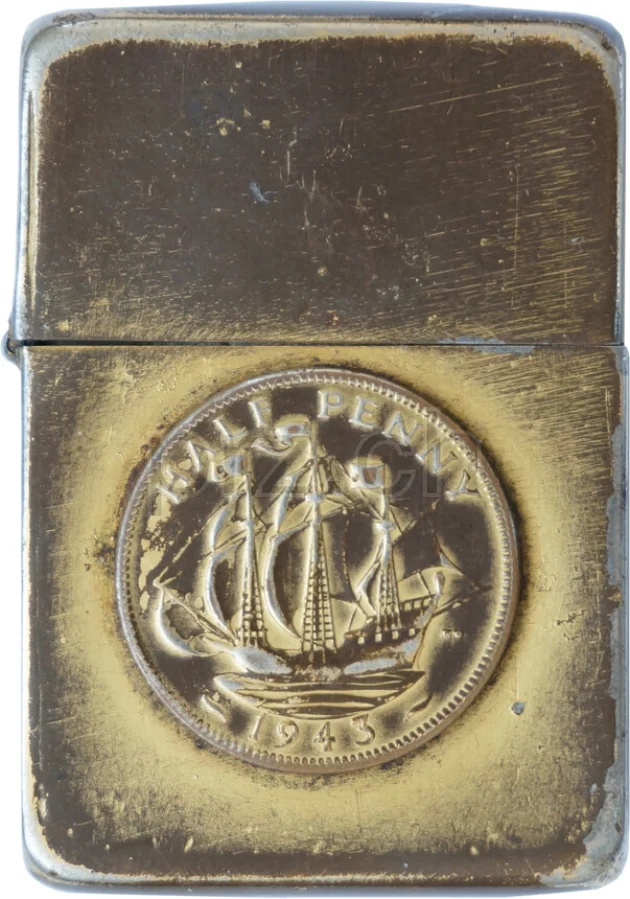 Vorderseite von Gold Tone Finish, Modell four barrel hinge, flat bottom, Jahr 1942 - 43, Bild 1